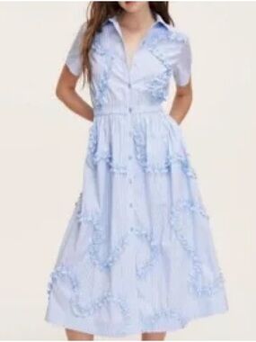 kate spade for target Light Blue Ruffle-Trim Midi Shirt Dress